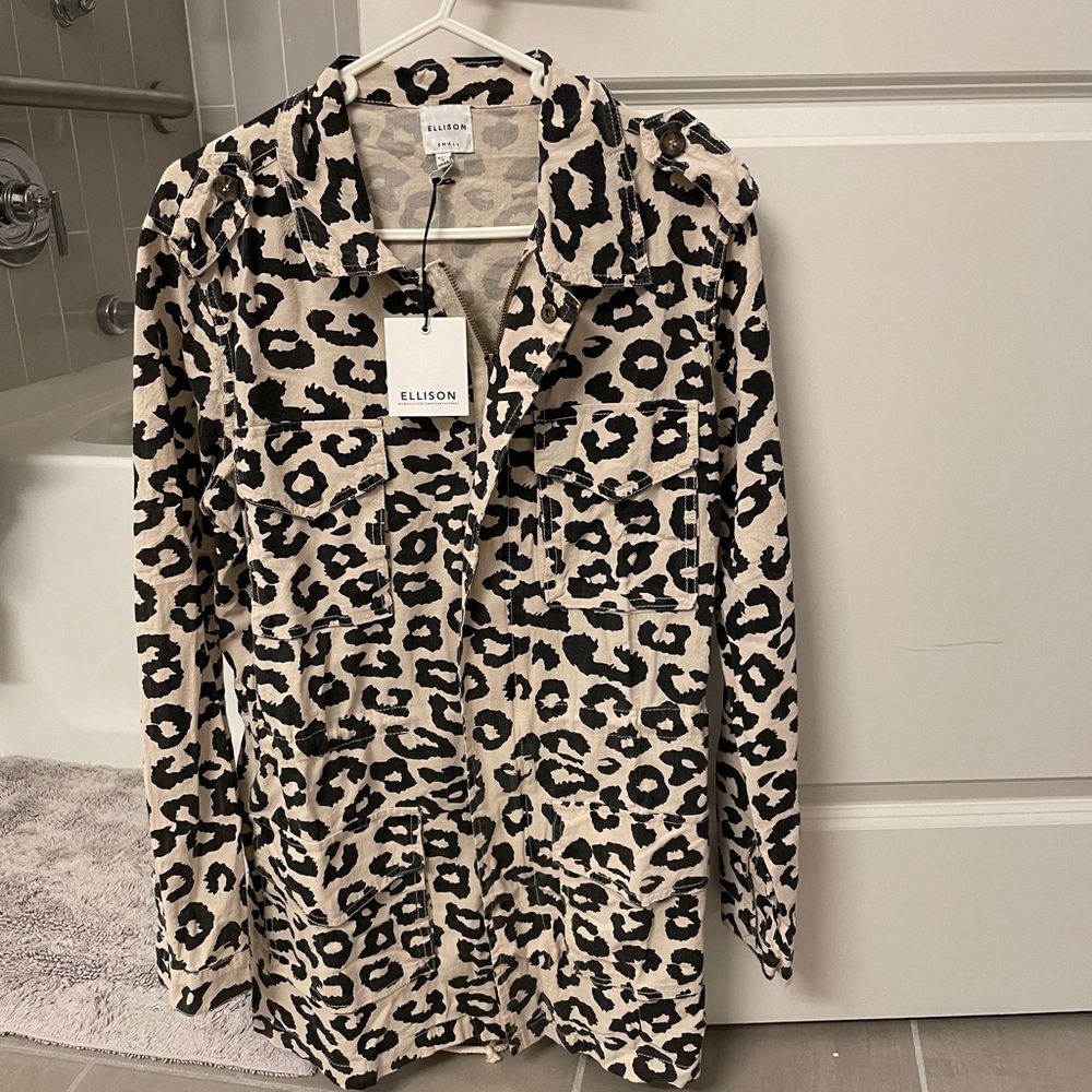 NWT tan leopard utility jacket
